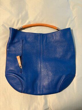 Blue Leather Tote Shoulder Hobo Unbranded Made in Italy Women's Bag